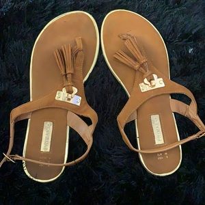 Camel sandals with Tassels Size 8